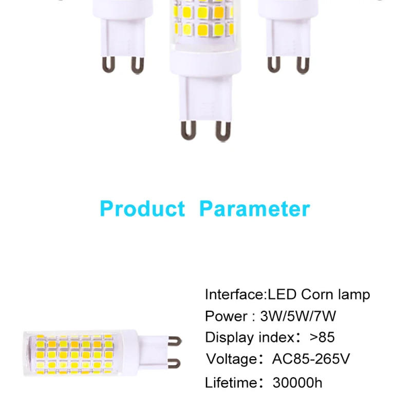 Description Picture 3 of itemLED Bulb 3W 5W 7W G9 lighting light Dimmable AC 220V Lamp SMD2835 Spotlight Chandelier Lighting Replace Halogen Lamp Bulb