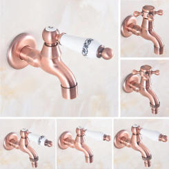 Antique Red Copper Brass Kitchen faucet wall mounted Laundry bathroom Mop Water Tap Garden Washing Machine Faucet azh306