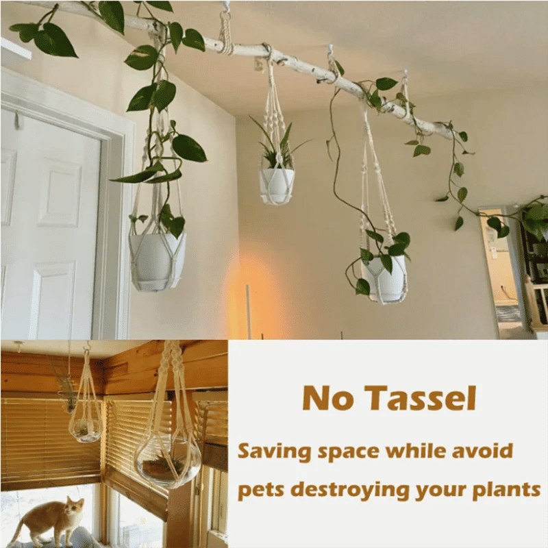 Description Picture 2 of itemPotted Plant Hanger Basket Flower Pot Balcony Handmade Lace Knotting Hanging Rope Ornament Bohemian Style Home Garden Decoration