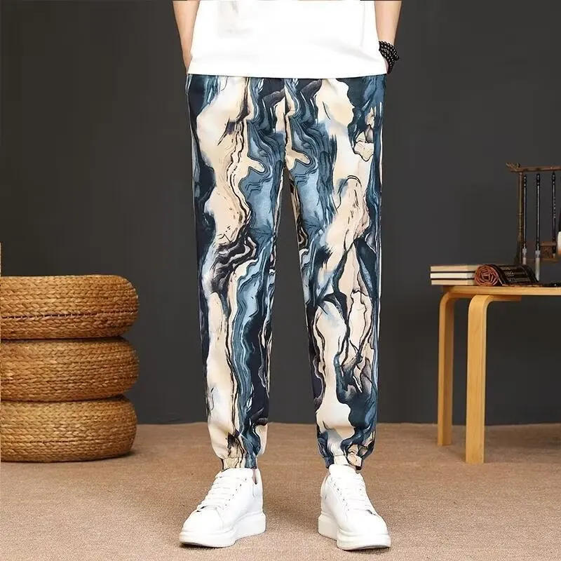 Description Picture 3 of itemFashion Casual Trousers Mid-rise Versatile Breathable Ethnic Style Retro Print Harem Trousers Sweatpants Men'S Streetwear Pants