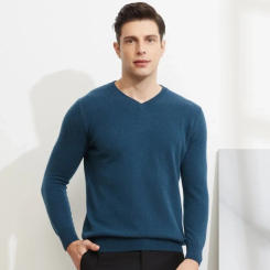 100% Cashmere Sweater Men's V-neck Pullover Casual Knitting Loose Foundation Bottom Top Spring and Autumn Special Offer New
