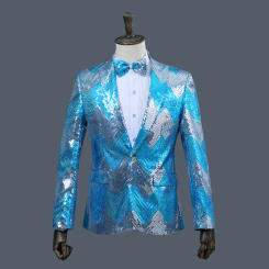 Fashion Men Luxury Sequin Suit Jacket Green / Blue 2024 New Singer Stage Performance Dress Blazers Coats