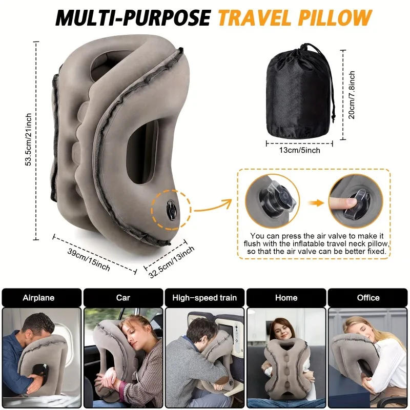 Description Picture 6 of itemMultifunction Inflatable Travel Pillow Travel for Airplane Avoid Neck Shoulder Pain,Support Head,Used Sleeping Rest Neck Pillow