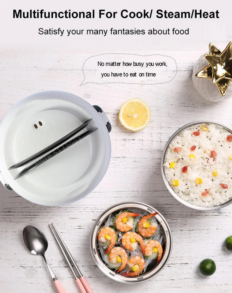 Description Picture 3 of itemMini Rice Cooker Electric Lunch Box Portable Thermal Heating Food Steamer Cooking Container Multifunctional Electric Cooker