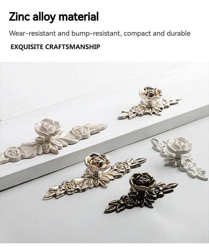 Description Picture 5 of itemSimple European Ivory White Handle, Painted Cabinet Door Handle, Modern Rose Furniture Handle, Single Hole White Small Handle