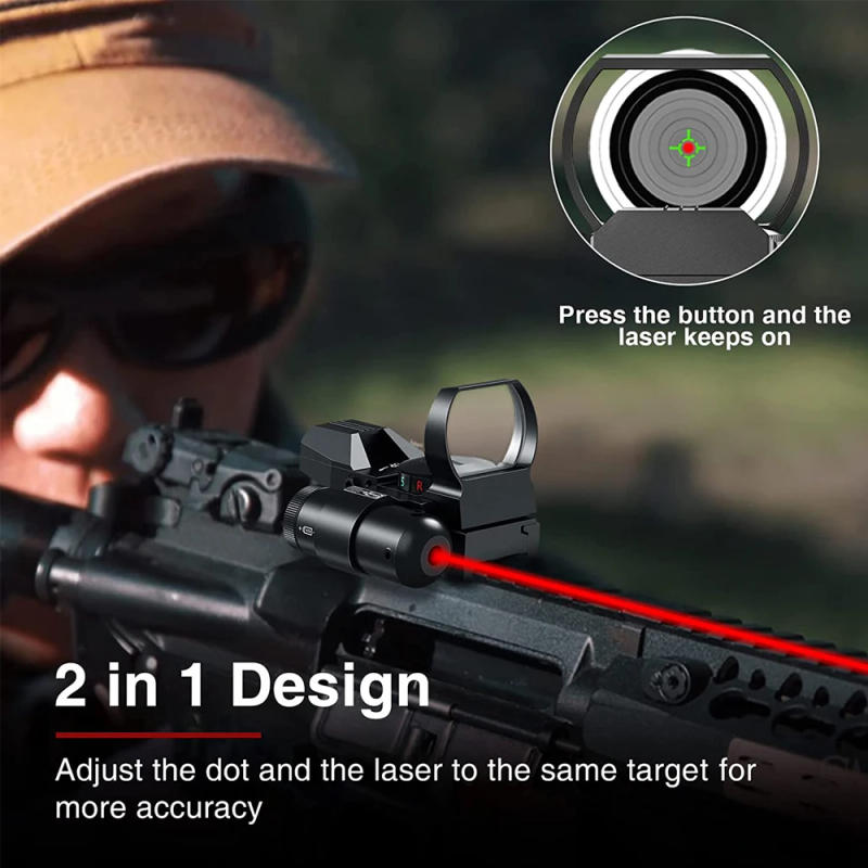 Description Picture 5 of item1x22x33mm Red Green Dot Sight Reflex Sight Riflescope with Red Green Laser 4 Reticle Hunting Optics Sight for 20mm Rail