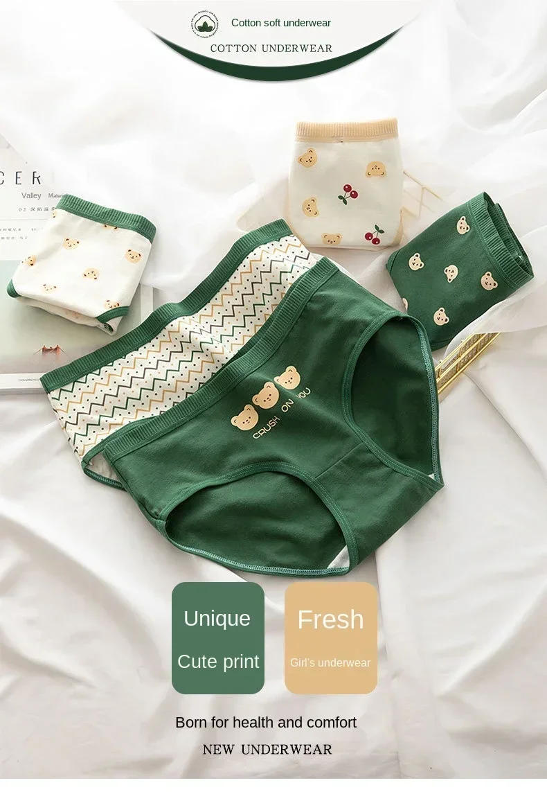 Description Picture 2 of itemCotton Panties Briefs Women Panties Underwear Mid Waist Female Underpants Lingerie Ladies Pantys Cartoon Pantys M-XL