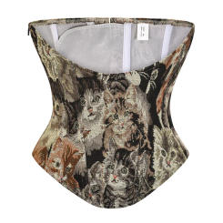 Black Cat Printed Zipper Gothic Corset Underbust Slimming Waist Cincher Shapewear Women Steampunk Clothes Sexy Corpete Feminino