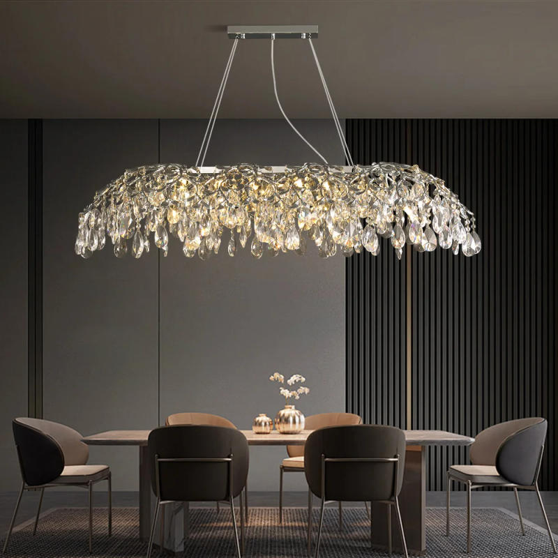 Description Picture 4 of itemModern Chrome Crystal Chandeliers For  Living Room Dining Room Kitchen Table Bedroom Silver Crystal Ceiling Chandelier Lighting
