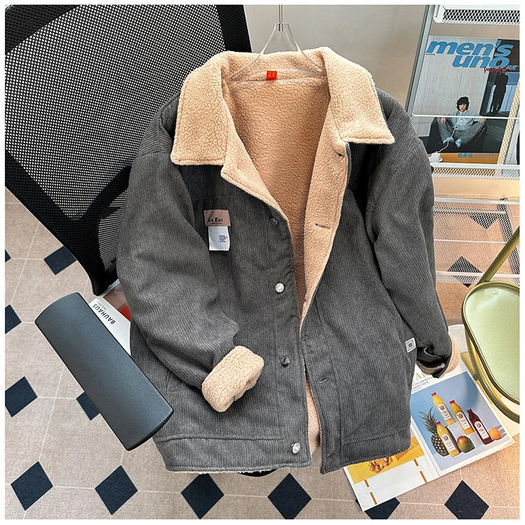 Description Picture 5 of itemWinter Thickened Velvet Corduroy Cotton-padded Coat Fashion Couple Retro Casual Loose High Street Parkas Male Clothes