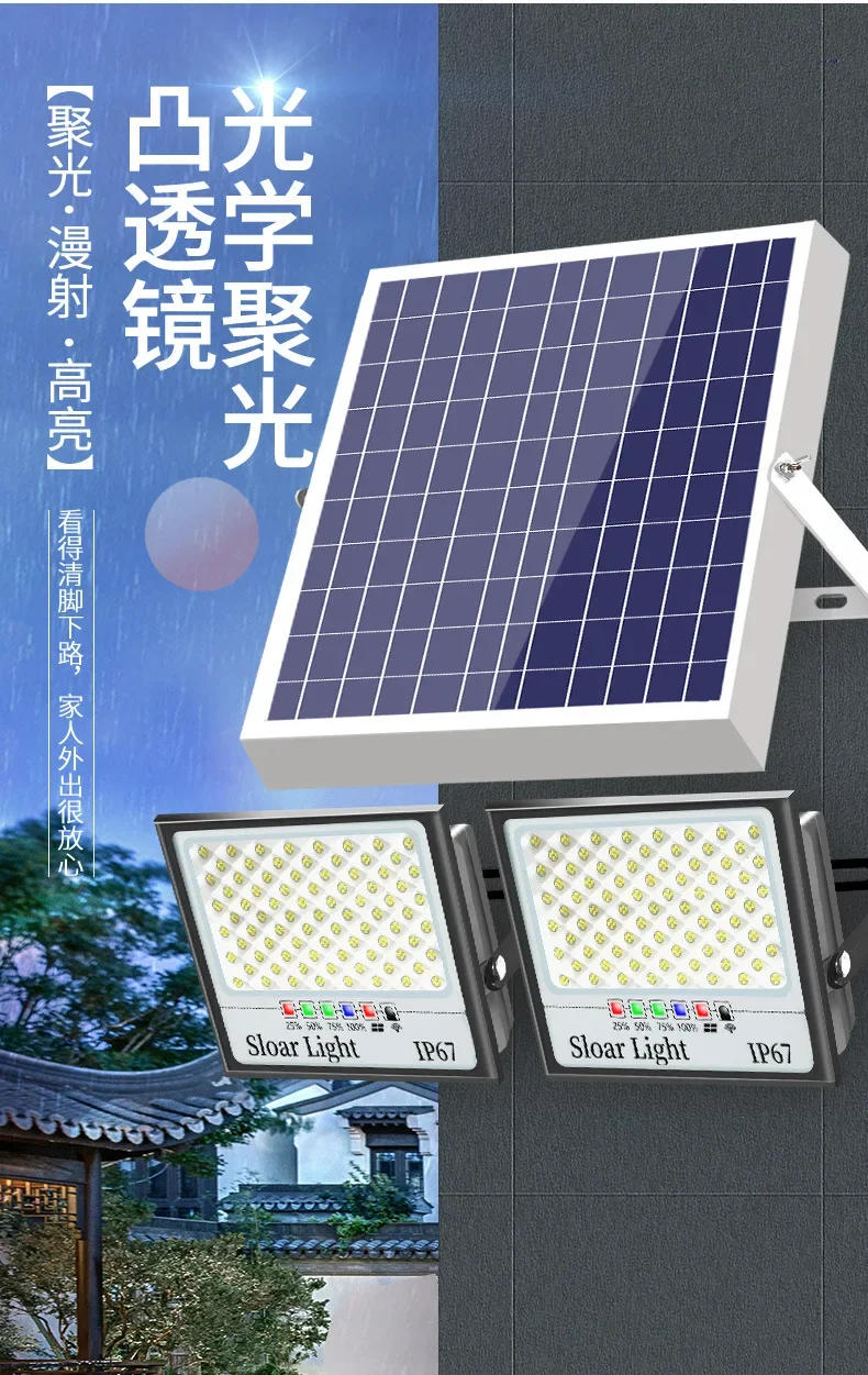 Description Picture 2 of item100/200/300W Solar Lamp Outdoor Waterproof Spotlight Led Light Outdoor Lamp with Remote Control Solar Street Lamp Light Control