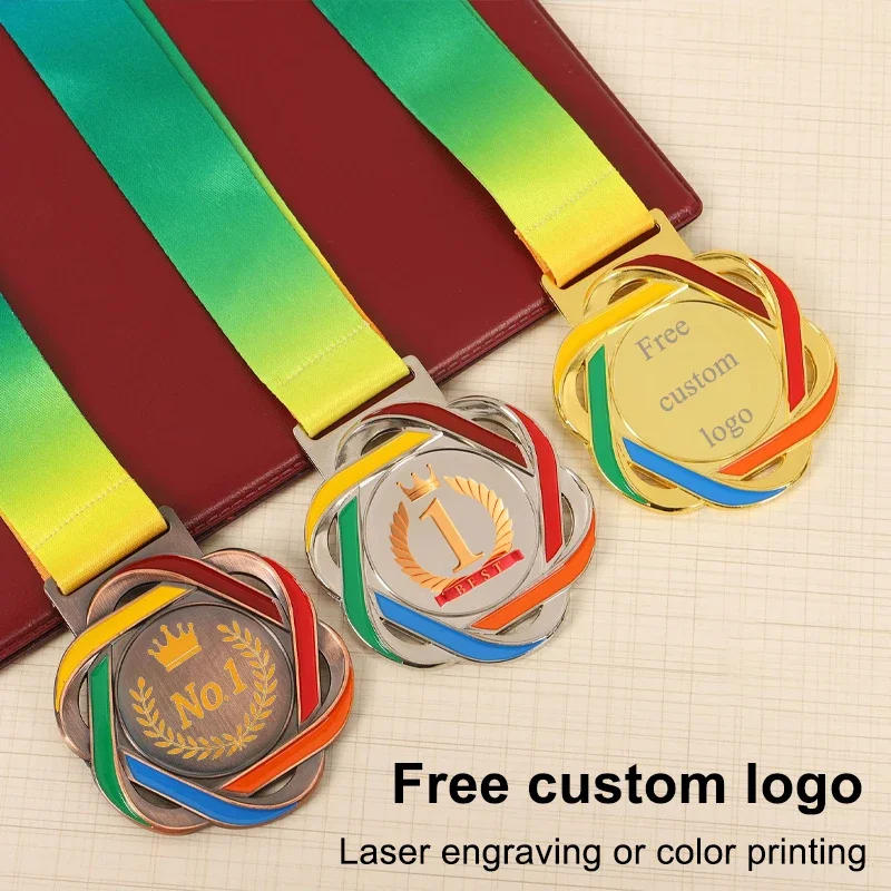 Description Picture 4 of itemFree Personalized Sports Medals Gold Silver Bronze Metal Medals Award Souvenir for Game Sports Competition Winner for Children