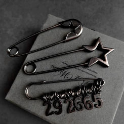 Multi-purpose Metal Pins 55mm-83mm Large Black Metal Safety Pin Woman's Scarf Clothing Adjustable Pins
