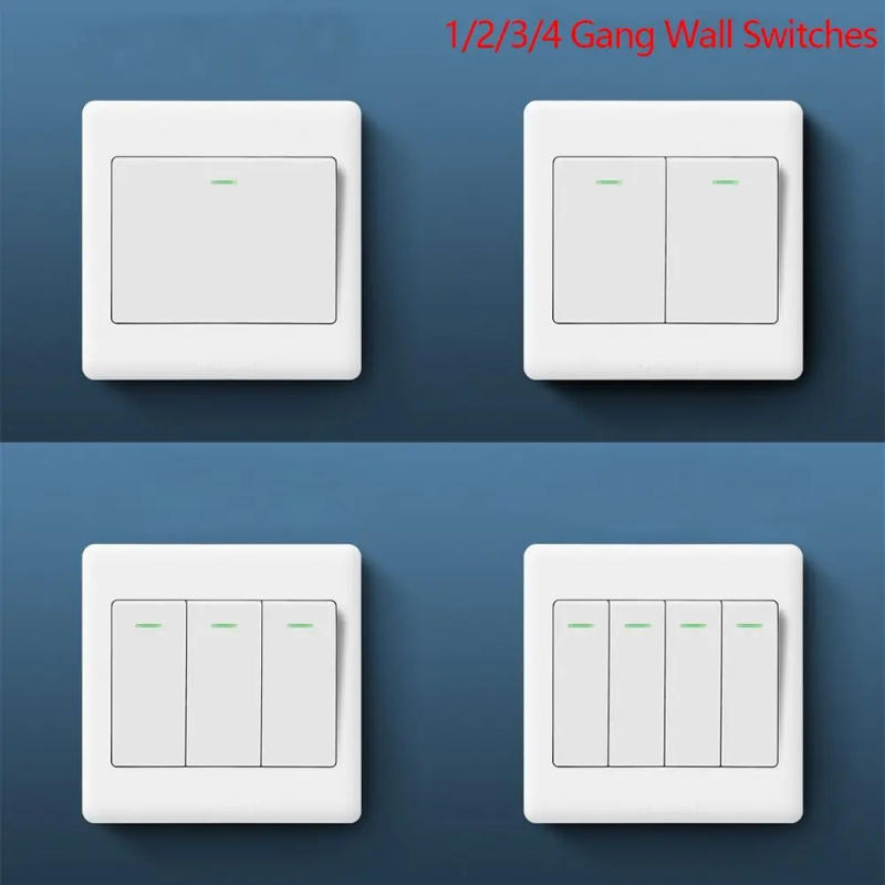 Description Picture 2 of itemHigh Quality 1Way Button Wall Switches with Fluorescent Indicator Light Wall Light Switch Panel Durable On / Off Push Buttons