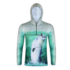 New Men Half Zipper Slim Fit Hoodie Custom Hot Sale Printing Fishing Shirt Ultraviolet-Proof Tournament Fishing Jersey