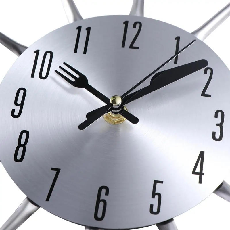 Description Picture 6 of item3D Spoon Fork Wall Clock Removable Modern Metal Clock Electronic Multifunctional Decorative Horloge Restaurant