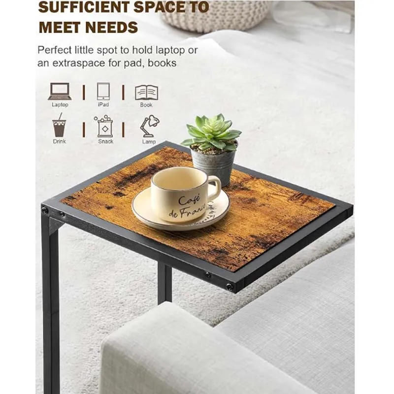Description Picture 4 of itemSide Table/C Shaped End Table for Couch & Bed, TV Tray for Eating on Couch, Small End Tables for Small Spaces, Easy Assembly