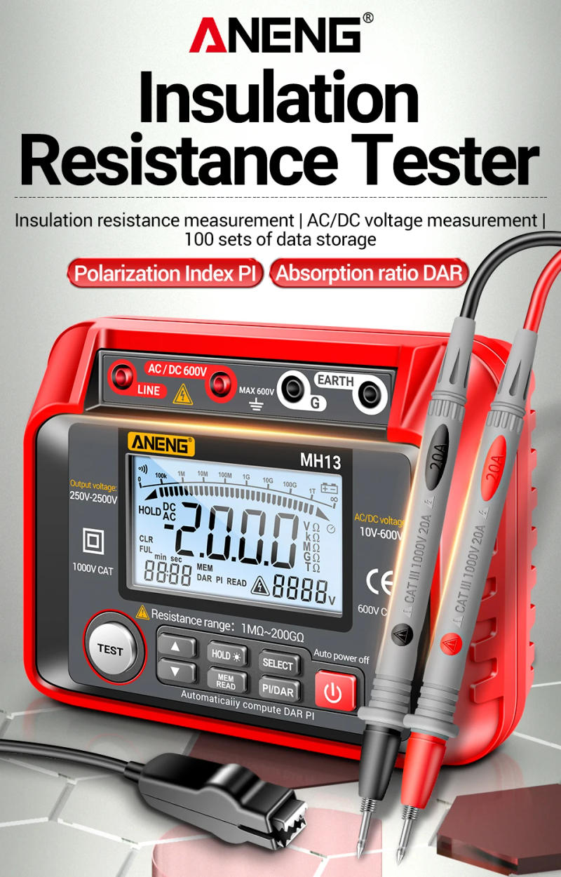 Description Picture 2 of itemANENG MH13 Digital Multimeter High Voltage Megometro Insulation Earth Resistance Meters Tester Megohmmeters Meter Tester Tools