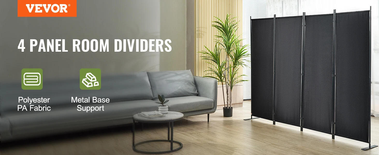 Description Picture 3 of itemVEVOR 4/3/1 Panel Room Dividers Adjustable In Size & Height Freestanding & Foldable Privacy Screen Partition for Office Home