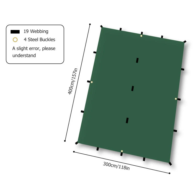 Description Picture 5 of itemTactical Tarp Tent Waterproof Camping UV Protection Outdoor Hiking Backpacking Tent Tarp Shade Ultralight Garden Canopy Sunshade