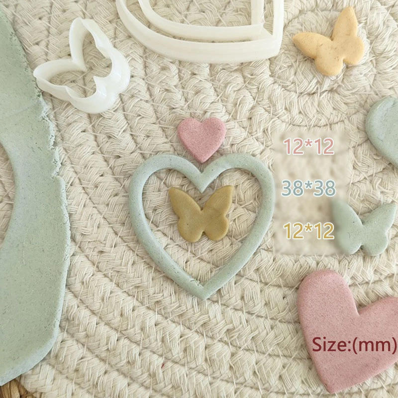 Description Picture 6 of itemHeart Shaped Butterfly Earrings Polymer Clay Cutter Hollow Geometric Pattern Mold DIY Ceramic Jewelry Pendant Pottery Tools