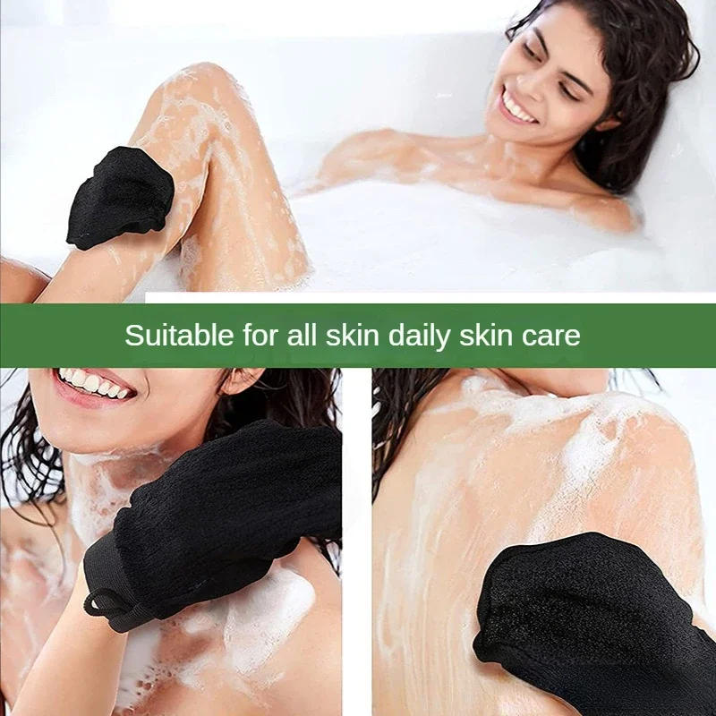 Description Picture 4 of itemBlack Bath Gloves Body Scrub Exfoliating Gloves Dead Skin Remover Shower Brush Facial Massage Deep Cleansing Towel Bathing Tool