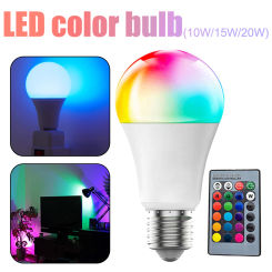 16 Colors RGB Bulb LED Multicolor Bulb E27 Base 220V Household Lighting Dimmable LED Spotlight Bulb with Remote Control 15W 20W