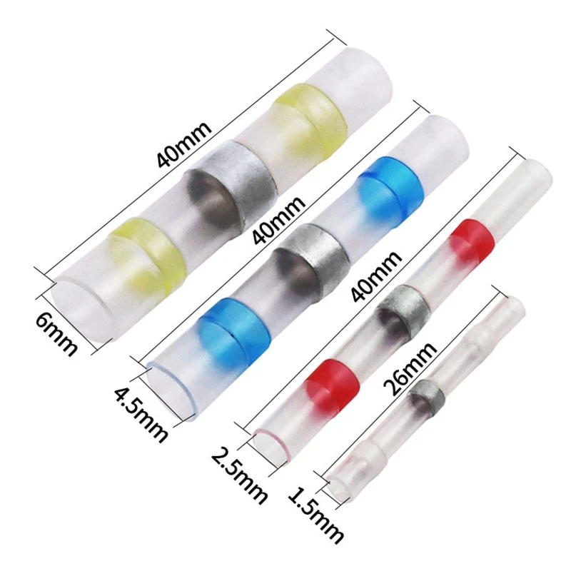 Description Picture 6 of item50-500Pcs Boxed Heat Shrink Butt Crimp Terminals Waterproof Solder Seal Electrical Connectors Wire Cable Splice Kit Automotive M