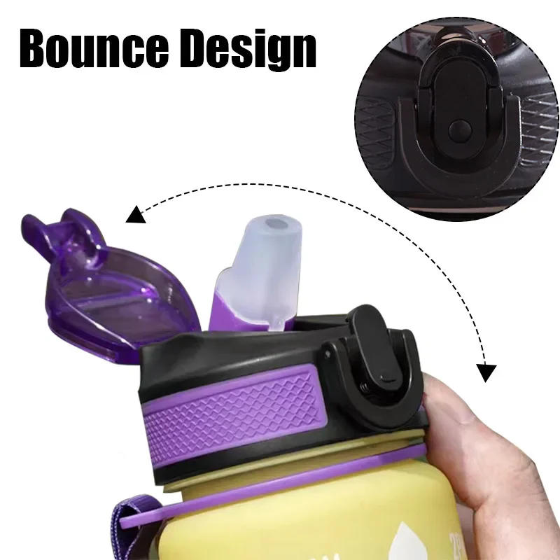 Description Picture 6 of item1 Liter Water Bottle Gradual Color Sport Water Bottle Leakproof Drinking Gourd Outdoor Travel Gym Jugs Camping Kitchen Equipment