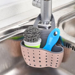 Home Storage Drain Basket Kitchen Sink Holder Adjustable Soap Sponge Hanging Drain Basket Bag Kitchen Accessories