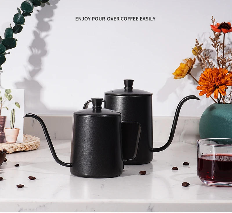 Description Picture 4 of item350ML/600ML Drip Kettle Coffee Tea Pot Non-stick Coating Food Grade Stainless Steel Gooseneck Thin Mouth Coffee Drip Kettle
