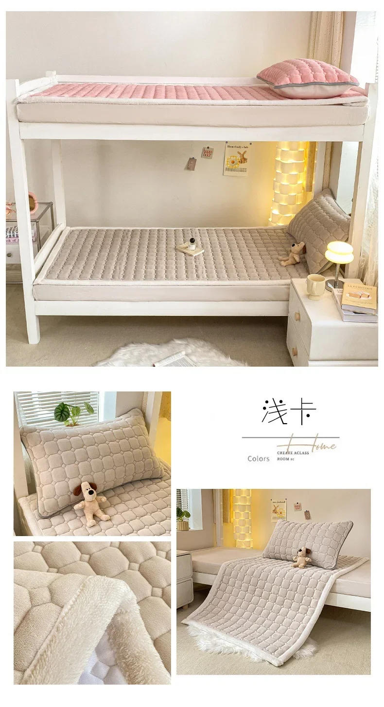 Description Picture 5 of itemMilk Velvet Bedspread King Size Bed Cover Quilted Mattress Pad Washable Mattress Protector Bed Linen Queen Bedsheet