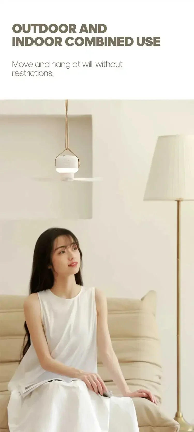 Description Picture 5 of itemOutdoor Camping Fan, Tent Canopy Ceiling Fan, Multifunctional Circulator Fan Air Cooler LED Lights Lighting Remote Control