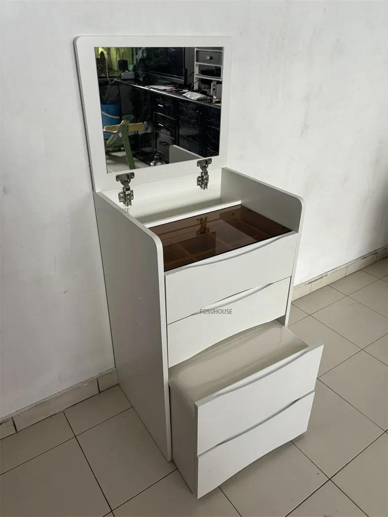 Description Picture 3 of itemNordic Bedroom Set Makeup Dressing Table with Mirror Flip Cover Vanity Table Multi-layer Drawer Storage Cabinet Makeup Dresser Z