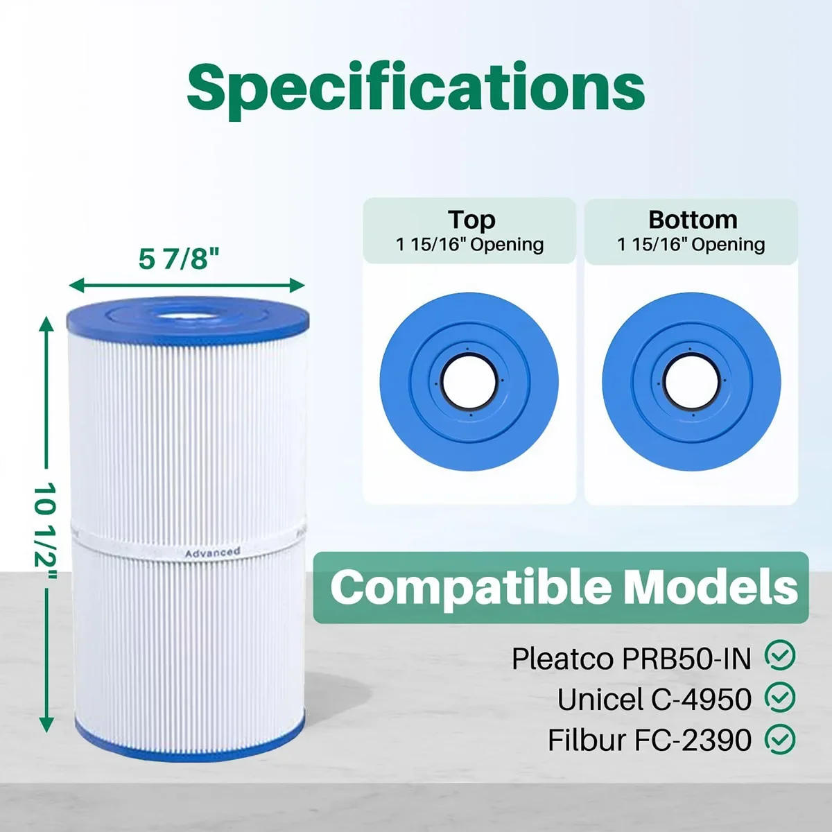 Description Picture 2 of itemC-6430 Hot Spring Spa Filter cartridge Compatible for Watkins 31489, Filbur FC-3915, Pleatco PWK30, P/N0969601 73178 73250 71825