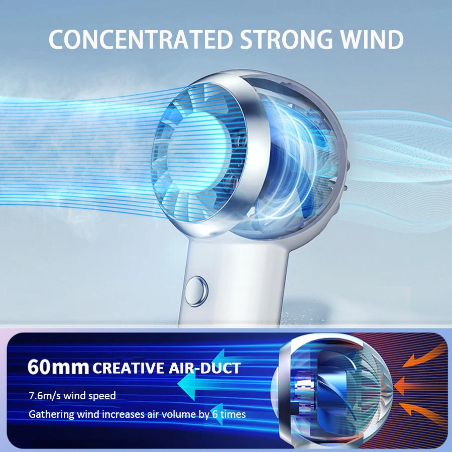 Description Picture 4 of item2024 New Ultra Lightweight Only 60G Handheld Fan Mini Air Conditioner Portable Fan Air Cooler Pocket Fan for Travelling Shopping