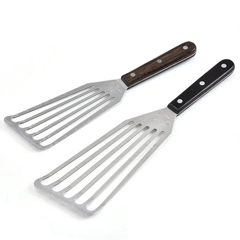 Description Picture 3 of itemStainless Steel Slotted Turner & Fish Spatula With Wooden Handle - Kitchen Tools Cooking spatula Leakage steak shovel