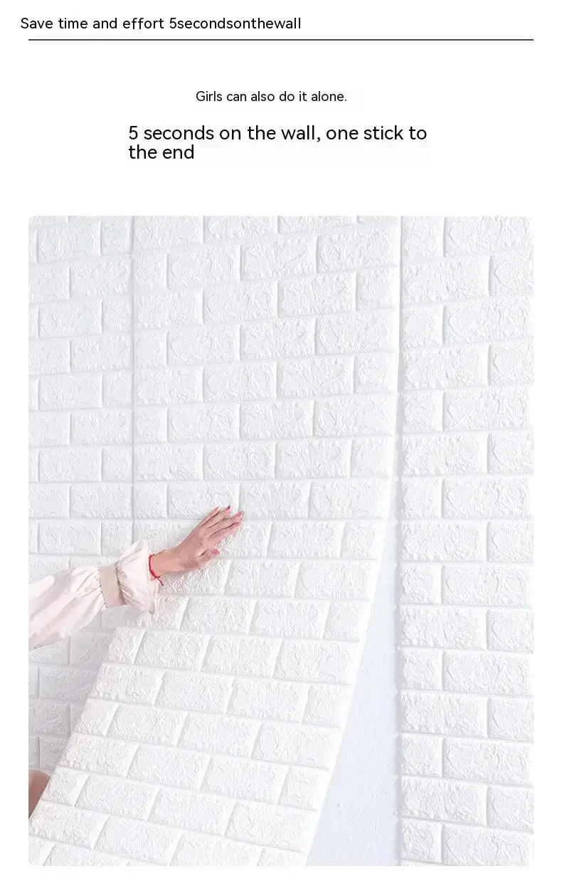 Description Picture 5 of item70cmx1/5/10m 3D Wallpaper Decoration Self-adhesive Antique Foam Brick Wallpaper Living Room Bedroom Waterproof 3d Wall Sticker