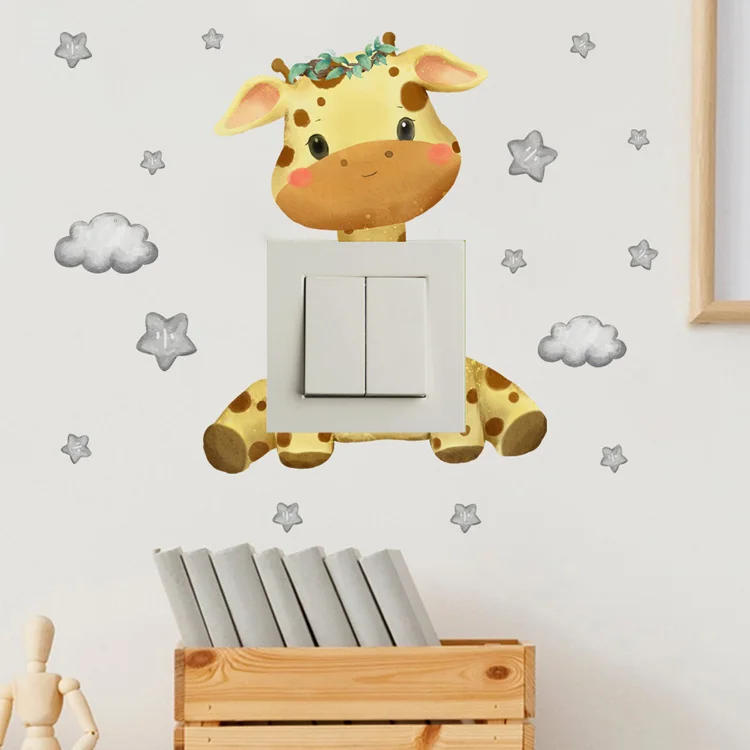 Description Picture 6 of itemCute Giraffe Bear Elephant Star Switch Sticker Kid Baby Bedroom Decoration Self-adhesive Home Decor Wallpaper Child Wall Decals