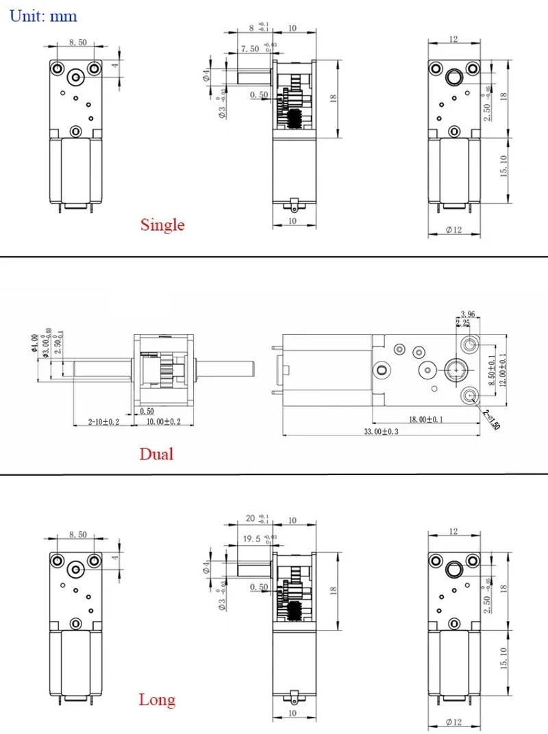 Description Picture 3 of itemDC3V 6V 12V N20-1218 Mini N20 Gear Motor Single/ Dual/ Long Shaft 4RPM-381RPM Slow Speed High Torque WormAll Metal gearbox Motor