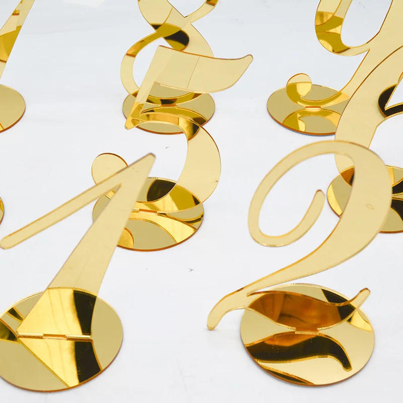 Description Picture 4 of item1PC Gold Silver Table Number with Holder Elegant Mirror Table Number Sign Seat Card For Wedding Birthday Party Anniversary Event