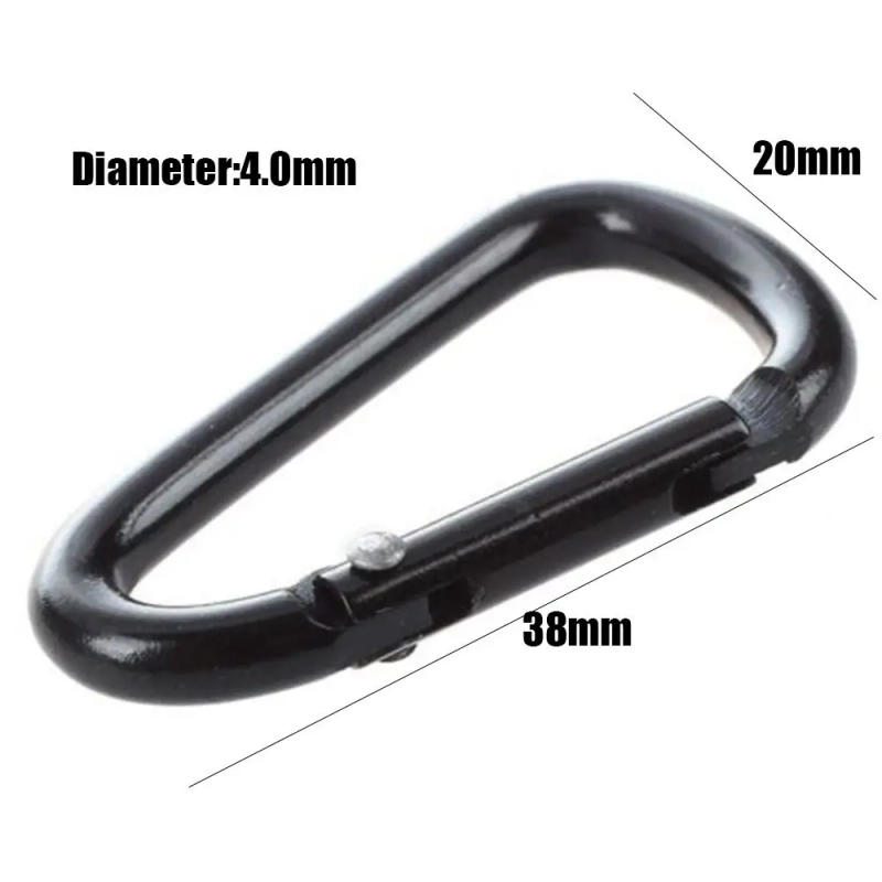 Description Picture 3 of item1/5/10Pcs Black Aluminum Alloy D Carabiner Outdoor Spring Snap Clip Water Bottle Hooks Keychain Outdoor Climbing Camping Tool