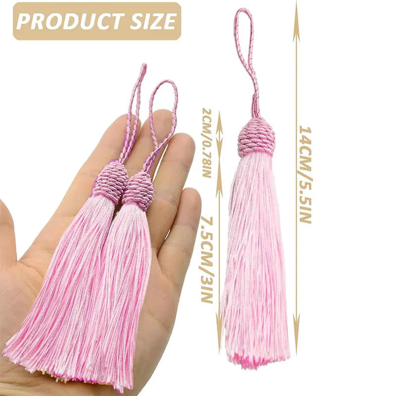 Description Picture 5 of item2/5/10/20Pcs 15cm Silky Floss Bookmark Tassels with Cord Loop Soft Chinese Knot Tassel for Jewelry Making DIY Craft Accessory