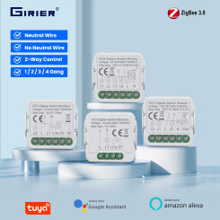 GIRIER Tuya Smart ZigBee Switch Module Neutral/No Neutral Wire Required Smart Home DIY Light Breaker Supports Two Way Control