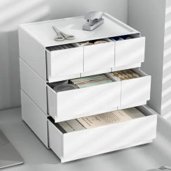 Stackable White Storage Drawer Desktop Storage Box School Drawer Stationery Sorting Storage Box, Desk Home Desktop Storage Rack