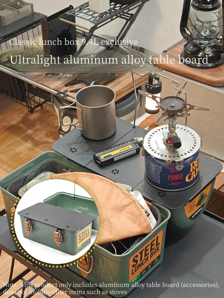 Description Picture 2 of itemFolding Table Top Aluminum Alloy Table Board Plate Mini Shelf Table Board Felt Lining For Stanley Lunch Box 9.4L Camping Gear