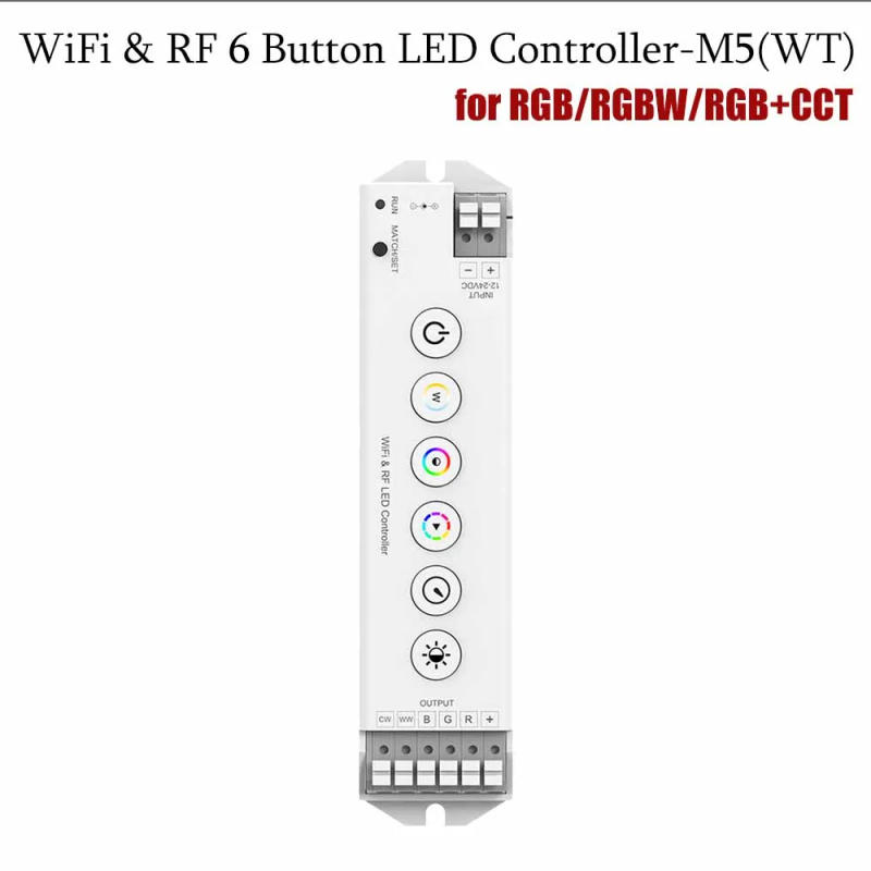 Description Picture 2 of itemSkydance M5-WT Tuya WIFI 2.4G RF LED Controller 4-zone Panel Remote Control Alexa Google For RGB/RGBW/RGBCCT LED Strip