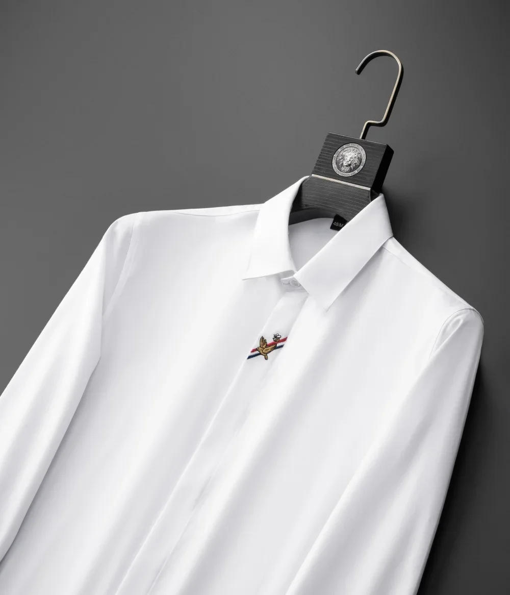 Description Picture 6 of itemBrand Clothing Luxury Embroidery Shirts Men Long Sleeve Slim Fit Casual Shirts High-quality Business Social Party Tuxedo Blouse