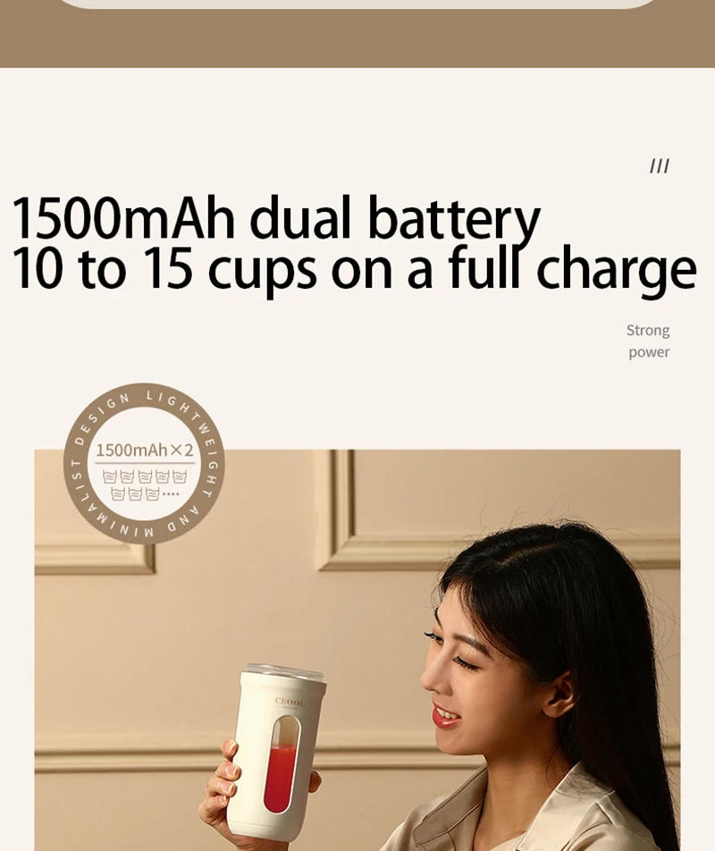 Description Picture 5 of item10 Blades Electric Portable Blender 350ML Juicer Fruit Mixers USB Rechargeable Smoothie Juicer Cup Squeezer Juice Maker