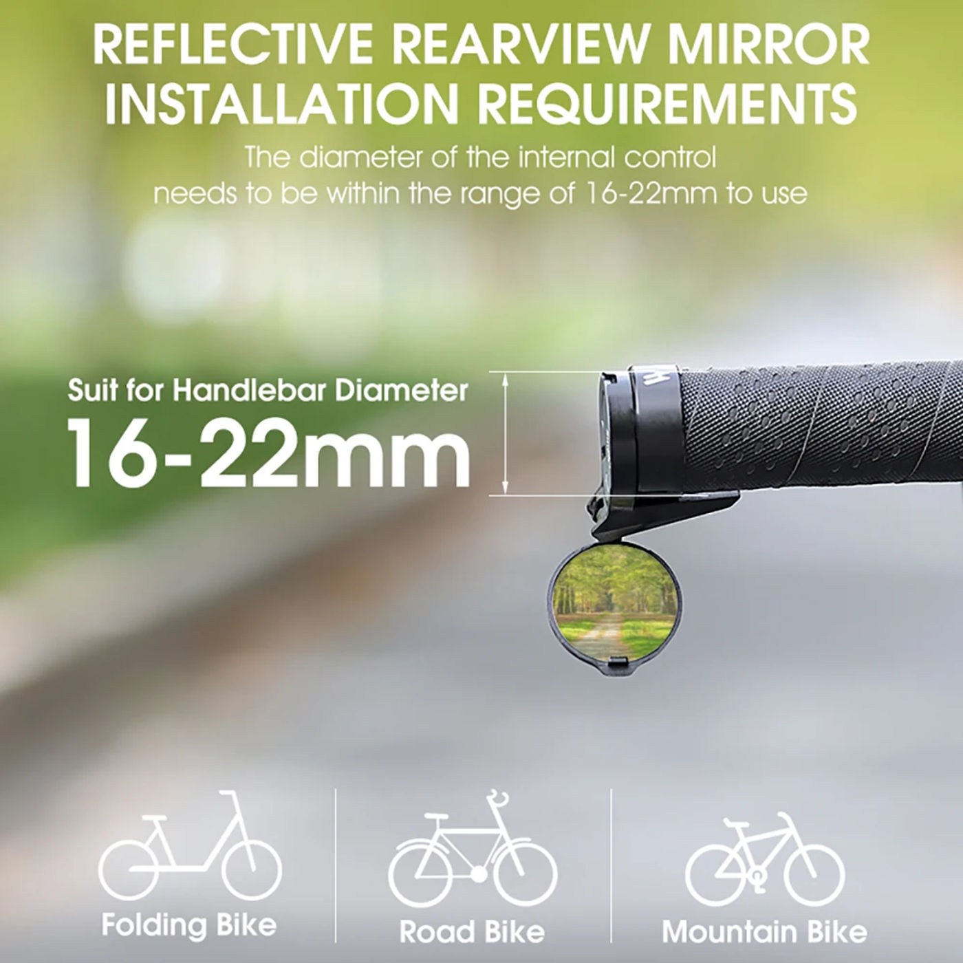 Description Picture 6 of itemBicycle Rearview Mirror Convex Adjustable Cycling Mirror Rotate Clear Handlebar End Portable Accessories for Outdoor Equipment